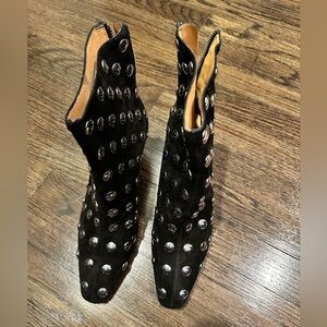 Madewell Black Studded Suede Ankle Booties